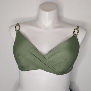 ✨3/$15 Ibiza Green Tortoise Shell Accent Padded Bikini Top 1X